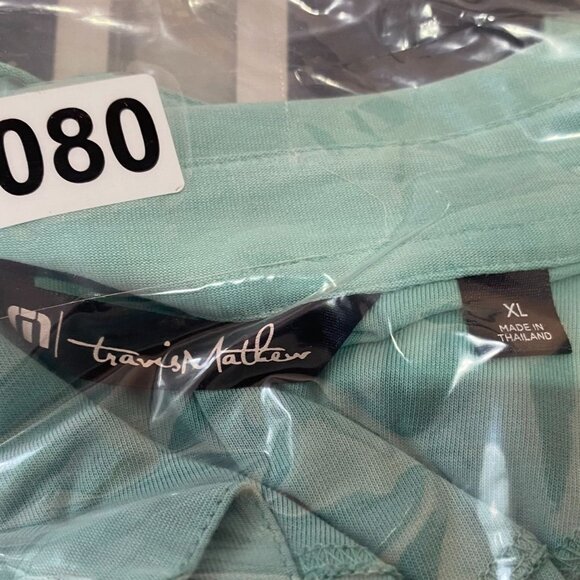 TravisMathew Mens Polo Shirt Size XL Light Blue Striped Short Sleeve Polyester B - Picture 3 of 8